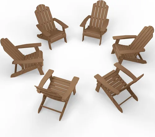 Vista 19 de MXIMU Silla Adirondack plegable para exteriores: sillas Adirondack fáciles de montar y cómodas, silla de plástico compuesto para todo tipo de clima