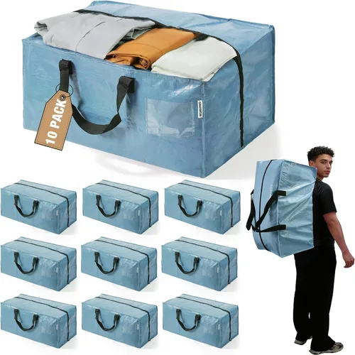 Vista 32 de WORKPRO 1 paquete de bolsas de mudanza extra grandes con cremalleras y asas de transporte, correas de mochila, bolsa de almacenamiento resistente