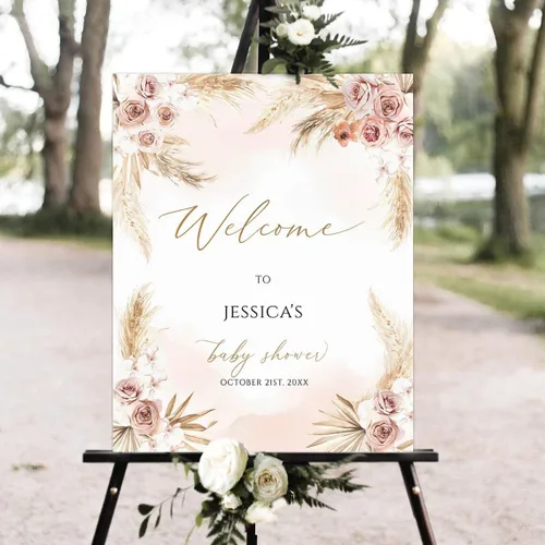 Vista 21 de Cartel de bienvenida de cactus para baby shower, suculenta baby shower