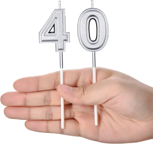Vista 6 de Frienda Velas de cumpleaños número 40, velas del número 40, decoración de pastel de feliz cumpleaños para hombres y mujeres, aniversario, fiesta