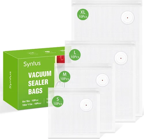 Vista 9 de Syntus 30 bolsas reutilizables selladoras al vacío para alimentos, pequeñas bolsas de almacenamiento de alimentos de 8 x 10 pulgadas con cremallera