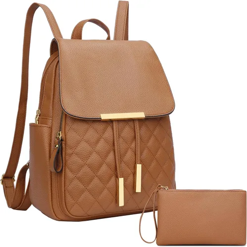 Vista 15 de KKXIU - Mochila de cuero de moda para mujeres y damas, bolsa de viaje y para el día, con correa para los hombros, A-Negro, Mediana, Mochila