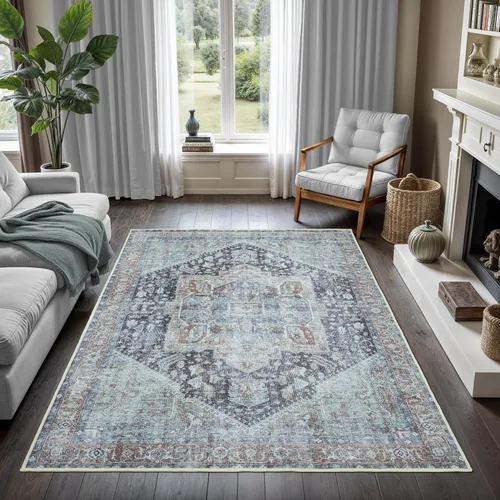 Vista 53 de GLN Rugs Bohemian - Troy - Alfombra de felpilla lavable a máquina, bohemio, lavable, antideslizante, alfombra de área de felpilla de pelo bajo