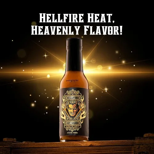 Vista 6 de Hellfire Hot Sauce Devil's Blend - Paquete de regalo de salsa picante gourmet con 4 sabores picantes (cuatro botellas de 5 onzas)