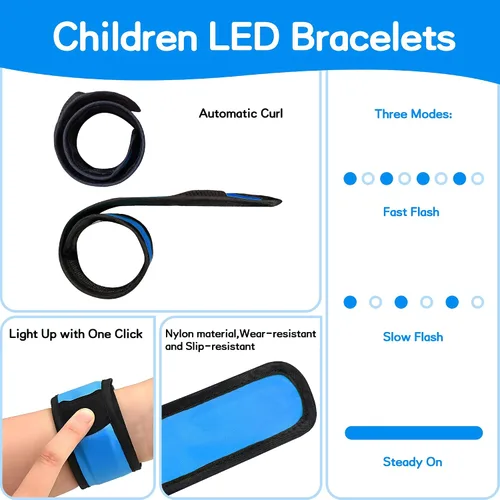 Vista 4 de esonstyle 6 PCS LED Glow Bracelets, Night Safety Light Up Bracelets for Kids - Glow in The Dark Party Favors for Halloween, Christmas, Concerts
