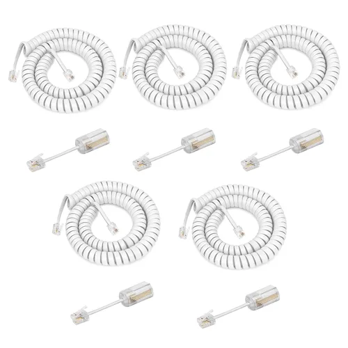 Vista 9 de Uvital Desenredador de cable para teléfono celular, 1 paquete de cable de teléfono fijo de 8 pies sin enrollar (1.2 pies en espiral) y 1 paquete