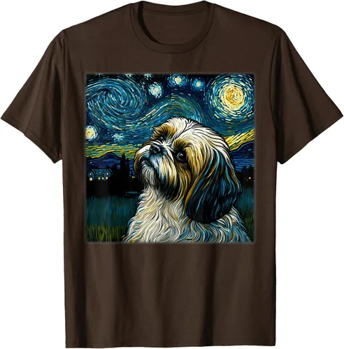 Vista 53 de Camiseta Surrealism Starry Night Shih Tzu Dog