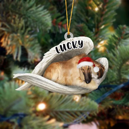 Vista 81 de Ángel durmiente de Afghan Hound para Navidad, adorno personalizado con el nombre del perro, adorno de Navidad personalizado para amantes de perros