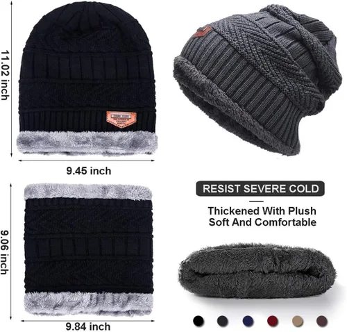 Vista 7 de Winter Knit Hat Scarf Neck Warmer Gloves Set for Women Knitting Hats Caps