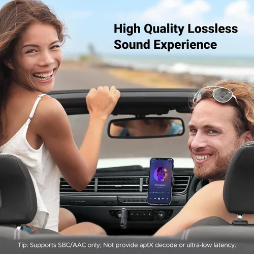 Vista 7 de UGREEN Adaptador Bluetooth 5.4 para automóvil, llamadas manos libres y cancelación de ruido, adaptador AUX a Bluetooth para automóvil, receptor