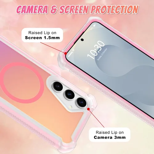Vista 21 de Bonoma - Funda compatible con Samsung Galaxy S21 Plus, diseño de corazón con purpurina, color rosa Support for MagSafe, Plating Magnetic Case TPU