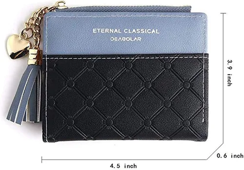 Vista 5 de Cartera pequeña para mujer con bolsillo para monedas, plegable, delgada, con cremallera