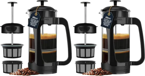 Vista 14 de ESPRO P3 Cafetera de prensa francesa, 17 onzas, negro, prensa de filtro doble micro Grit-Free Coffee Press, Thicker Borosilicate Heat Resistant