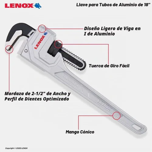 Vista 2 de LENOX TOOLS LXHT90618 - Llave de tubo de aluminio (18")