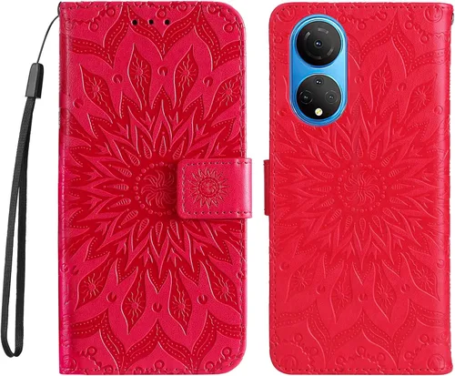 Vista 13 de Funda para Honor X7, diseño de flores de sol de piel de primera calidad con función atril y cierre magnético