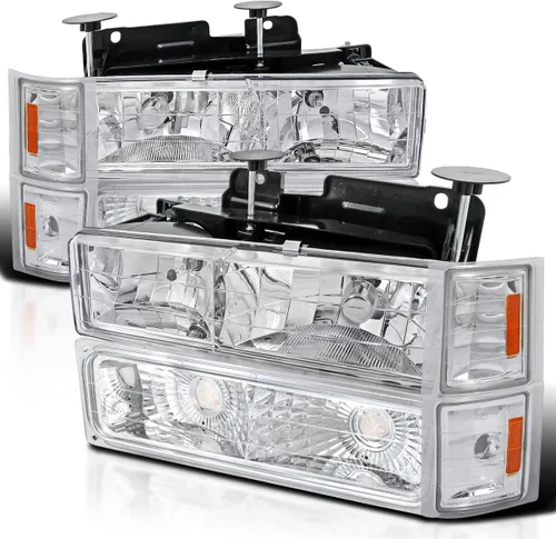 Vista 10 de SPEC-D TUNING Faros delanteros negros + luces de parachoques + luces de esquina Compatibles con 1994-1998 Chevy C/K 1500 2500 3500 Tahoe Suburban