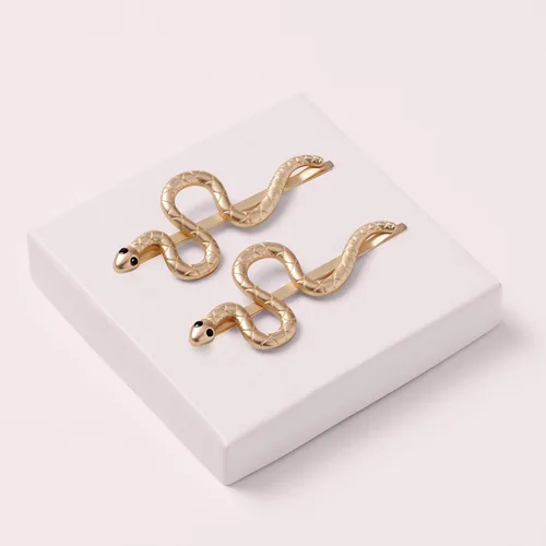 Vista 5 de The Hair Edit Temptation Bobby Pins - Pinzas decorativas de metal dorado en forma de serpiente