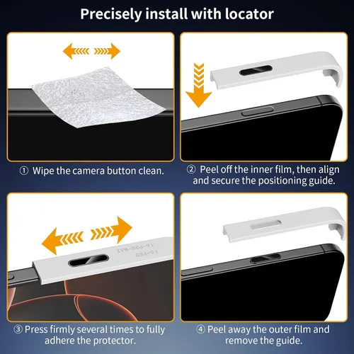 Vista 6 de Lkurui Paquete de 4 protectores de botón de control de cámara para iPhone 16 Pro/16 Pro Max/17 [estándar], cubierta de protección delgada