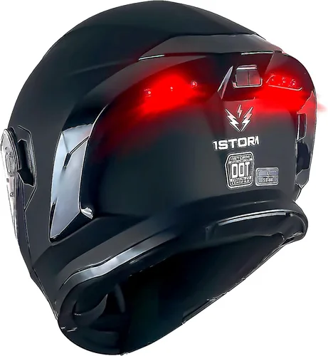 Vista 13 de 1Storm Nuevo Casco Modular de Motocicleta con Visera Dual, Protección Solar Completa y Luz Trasera LED Recargable: LED-X90 Flecha Azul
