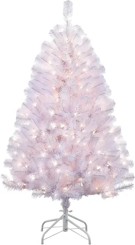 Vista 9 de Puleo International Árbol de Navidad artificial de abeto norte preiluminado de 6.5 pies con 400 luces, color blanco