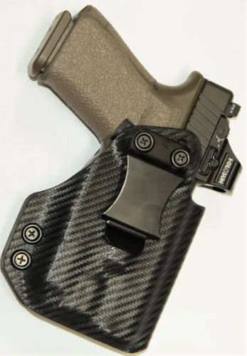 Vista 3 de REVKEL Funda IWB moldeada Kydex personalizada para Smith & Wesson M&P Shield 9/40 con riel táctico de recuperación y mini valquiria Olight Pl-2.