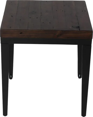 Vista 3 de Cortesi Home Omaha - Mesa auxiliar en madera maciza y meta, 22 pulgadas de alto, marrón oscuro