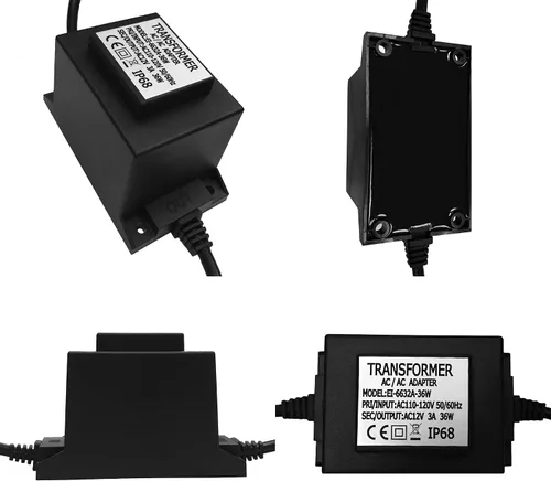 Vista 4 de Transformador de CA impermeable de 12 V 3 A, 36 W, fuente de alimentación LED de 110 V-120 V a 12 V CA, convertidor de voltaje, controlador LED