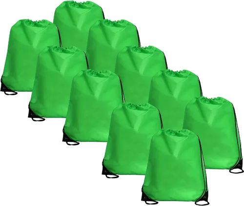 Vista 14 de Threadart Mochilas con cordón – Paquete de 10 Saco deportivo de cuerda Gimnasio, almacenamiento y viajes Grande 15 x 18.5 pulgadas, Agua