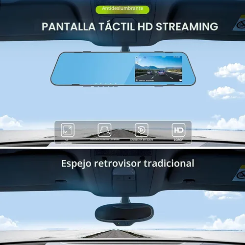 Vista 5 de Cámara de respaldo de 4.5 pulgadas, cámara de respaldo de 1080P, cámara de espejo frontal y trasero para automóviles con doble lente de grabación