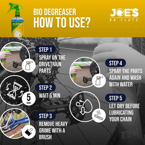 Vista 3 de JOE'S NO FLATS Bio Degreaser 34oz - Limpiador de cadena de bicicletas y spray desengrasante de transmisión