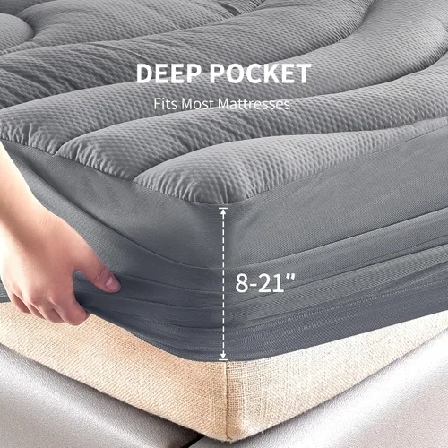 Vista 4 de Sonive Protector de colchón impermeable, protector de colchón individual con bolsillo profundo de hasta 21 pulgadas, protector de colchón ajustable