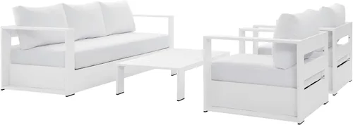 Vista 4 de Modway Tahoe - Juego de 4 piezas de aluminio para patio al aire libre en gris carbón