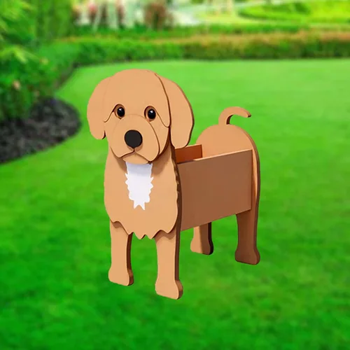 Vista 18 de XOOFMASS Lindas macetas de perro para plantas al aire libre, macetas de madera para perros, macetas en forma de perro, macetas para suculentas