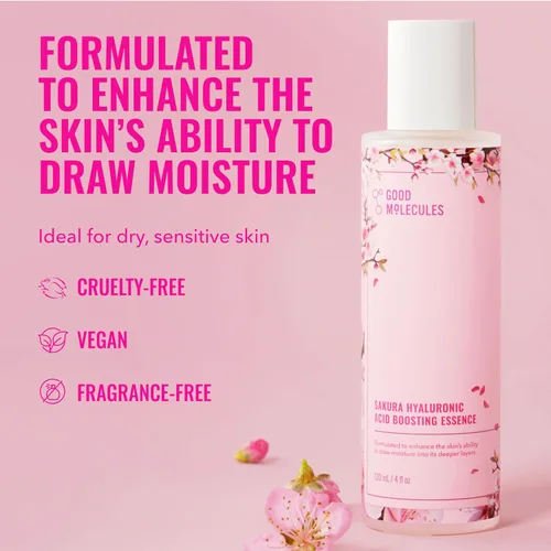 Vista 2 de Good Molecules Sakura - Esencia potenciadora de ácido hialurónico - Hidratante facial ultra hidratante - Cuidado de la piel para hidratación