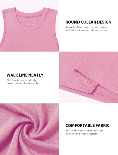 Vista 5 de Paquete de 4 camisetas cortas de entrenamiento para mujer, cuello alto, sin mangas, atléticas, fluidas, musculares, camisetas de gimnasio