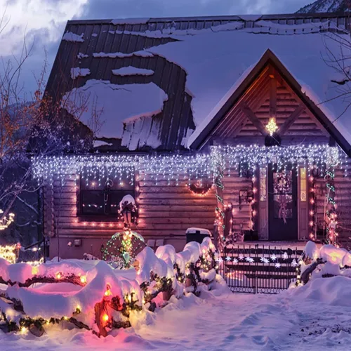 Vista 7 de Serie de 304 luces LED impermeables para exteriores para Navidad, bodas y decoración de fiestas - 8 modos, blanco frío