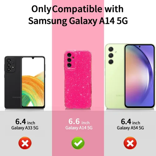 Vista 2 de MINSCOSE Funda compatible con Samsung Galaxy A14 5G, bonita funda delgada con purpurina fina, a prueba de golpes, de TPU para mujeres y niñas