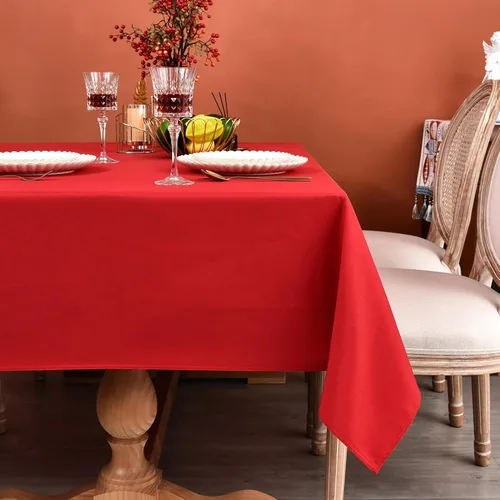 Vista 18 de MEANMOY Mantel cuadrado de poliéster lavable, resistente al agua y a las manchas, de 210 GSM, de 54 x 54 pulgadas, mantel de mesa rectangular sin