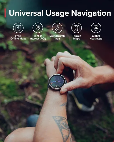 Vista 5 de SUUNTO Raza: Reloj deportivo GPS, pantalla a color AMOLED grande y Todo negro