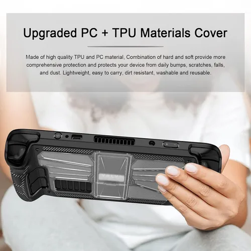 Vista 2 de Adjustable Kickstand Protective Case for Steam Deck, Mensican TPU PC Cover Protector with Stand Base, Shock-Absorption, Non-Slip and Anti-Scratch