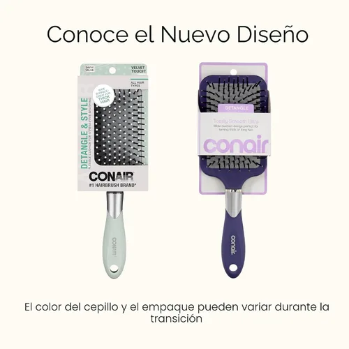 Vista 2 de Conair Cepillo de pelo Velvet Touch Paddle Cushion - Cepillo desenredante - estilos rizados o rectos - hombres o mujeres - desenredante - cuenta
