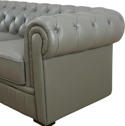 Vista 6 de Sofá seccional en forma de L, conjunto de sofás de cuero, sofá grande de piel de vaca con sillón reclinable a la izquierda, adecuado para oficina