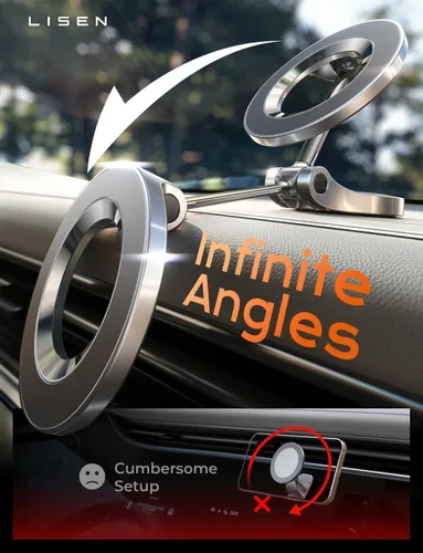Vista 8 de LISEN Soporte de coche MagSafe para iPhone 17 Pro Max, soporte de teléfono ultra magnético para tablero de automóvil, accesorios de automóvil