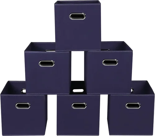 Vista 23 de Yunkeeeper - Contenedores de almacenamiento, cubos organizadores de tela con asa, cubos plegables para almacenamiento de tela o accesorios, 11 x 11