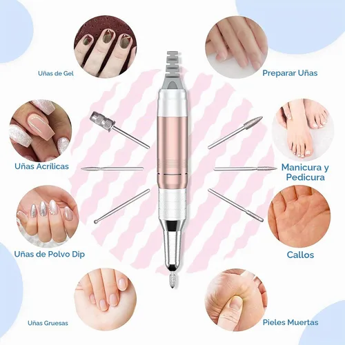 Vista 7 de Delanie Taladro de uñas eléctrico profesional 35000 RPM para uñas de gel Oro rosa
