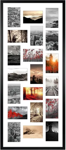 Vista 10 de QUTREY Juego de 2 marcos de fotos de collage negro de 4 x 6, 8 aberturas enmarañadas para fotos de 4 x 6 para mostrar 16 fotos múltiples para pared