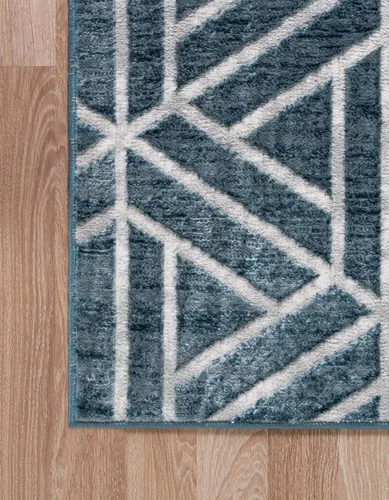 Vista 8 de Unique Loom Matrix Trellis Collection - Alfombra de área, diseño (2 pies x 6 pies 1 pulgada, color azul/marfil)