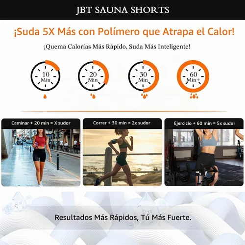 Vista 5 de JBT Sauna Sweat Shorts for Women High Waist Slimming Compression Workout Pants for Thighs and Tummy Control