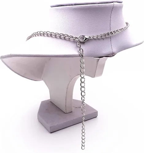Vista 6 de HSYLETB Collar de Halloween con texto en inglés Muerte no encanta regalos para hombres y mujeres Metal Aleación