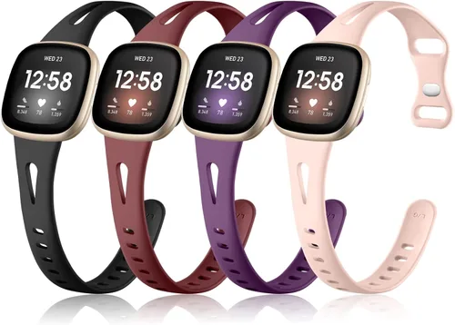 Vista 11 de Ouwegaga Compatible with Fitbit Versa 4 Bands for Woman/Sense 2/Sense/Versa 3 Bands for Men,Soft Silicone Slim Sport Strap Compatible with Fitbit
